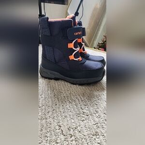 Carter's Keillor toddler /little boy snow boot in navy and orange size 10